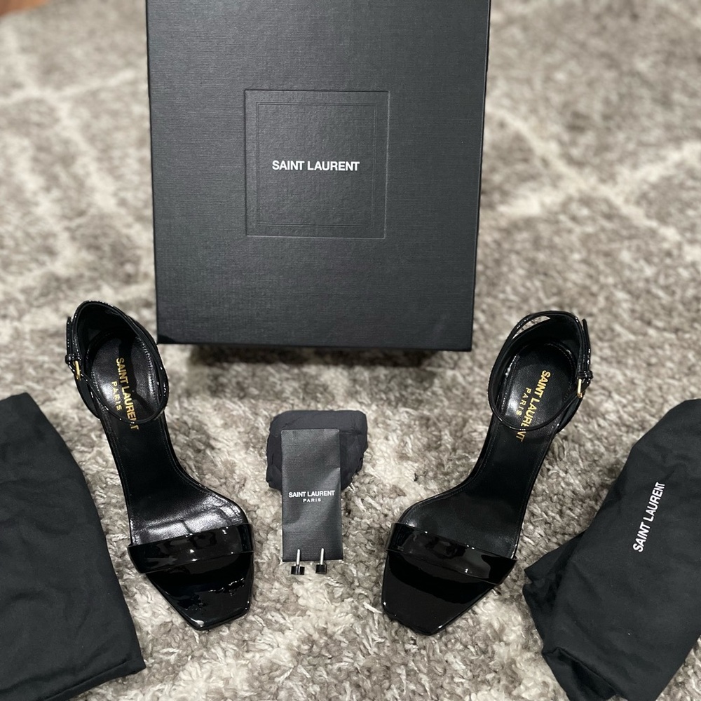 ✨Stunning YSL Black Patent Leather Ankle Strap Stiletto✨ - Picture 10 of 10
